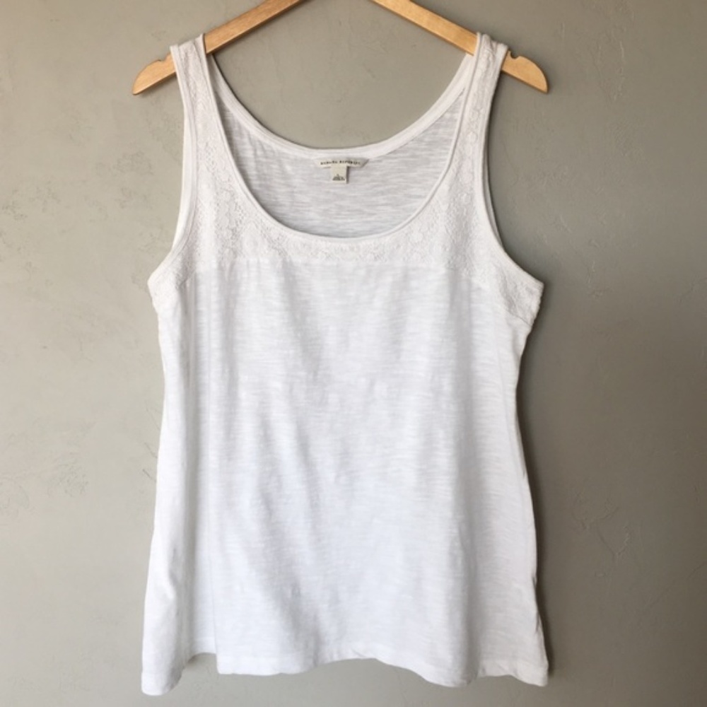 Banana Republic White Tank Top with Lace Overlay